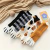 6 Pairs of Cartoon Cat Paw Socks, Comfortable and Warm Furry Socks