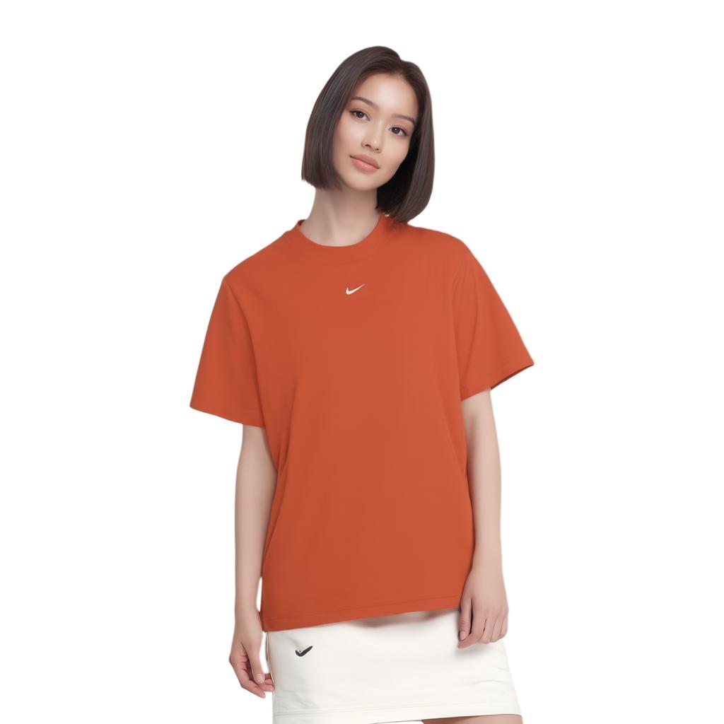 Nike Essentielles Bequemes Einfaches Weiches Rundhals Kurzarm T-Shirt Damen Tops Orange FD4150-842