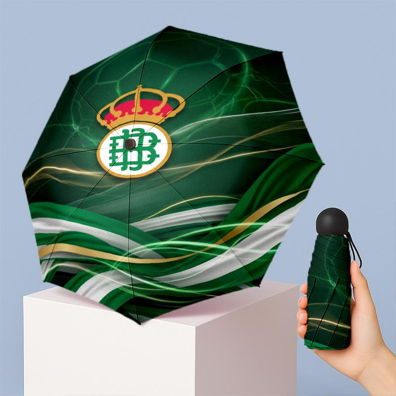 Real Betis Football Pattern Printed Mini 5 Folds 8 Ribs Compact Umbrella Windproof Waterproof Lightweight Portable Folding