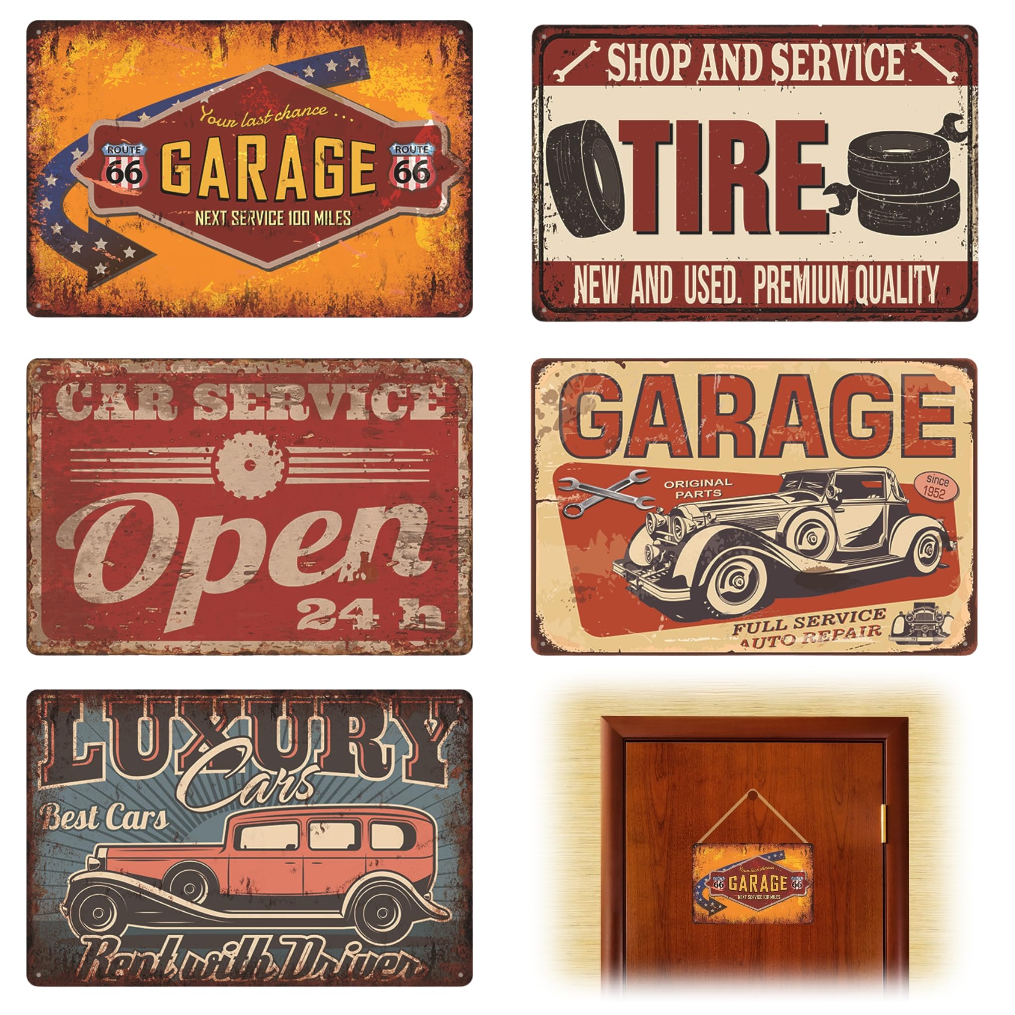 American Retro American Goods Interior Tin Sign MSW2529 Garage C (Set of 5)