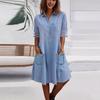 Mesh Patchwork Solid Color Denim Short Sleeved Dress