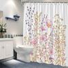 1pc Soft Pastel Floral Shower Curtain, Polyester Fabric, Machine Washable, with Hook, Suitable for Bathroom Decoration
