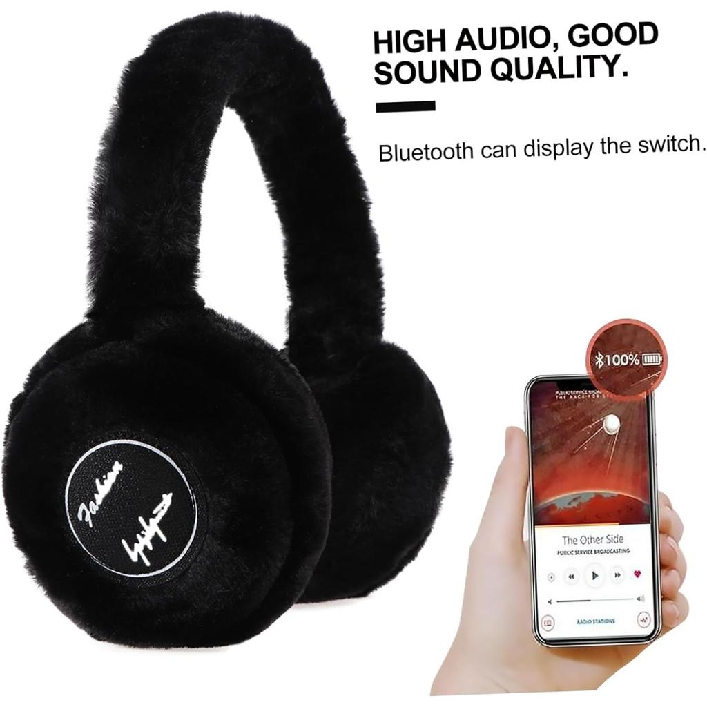 Plush Wireless Headphones, Warm Folding and Portable Computer Fuzzy Headset Women, 5.0 Wireless Earpiece for Autumn and Winter Sport Running