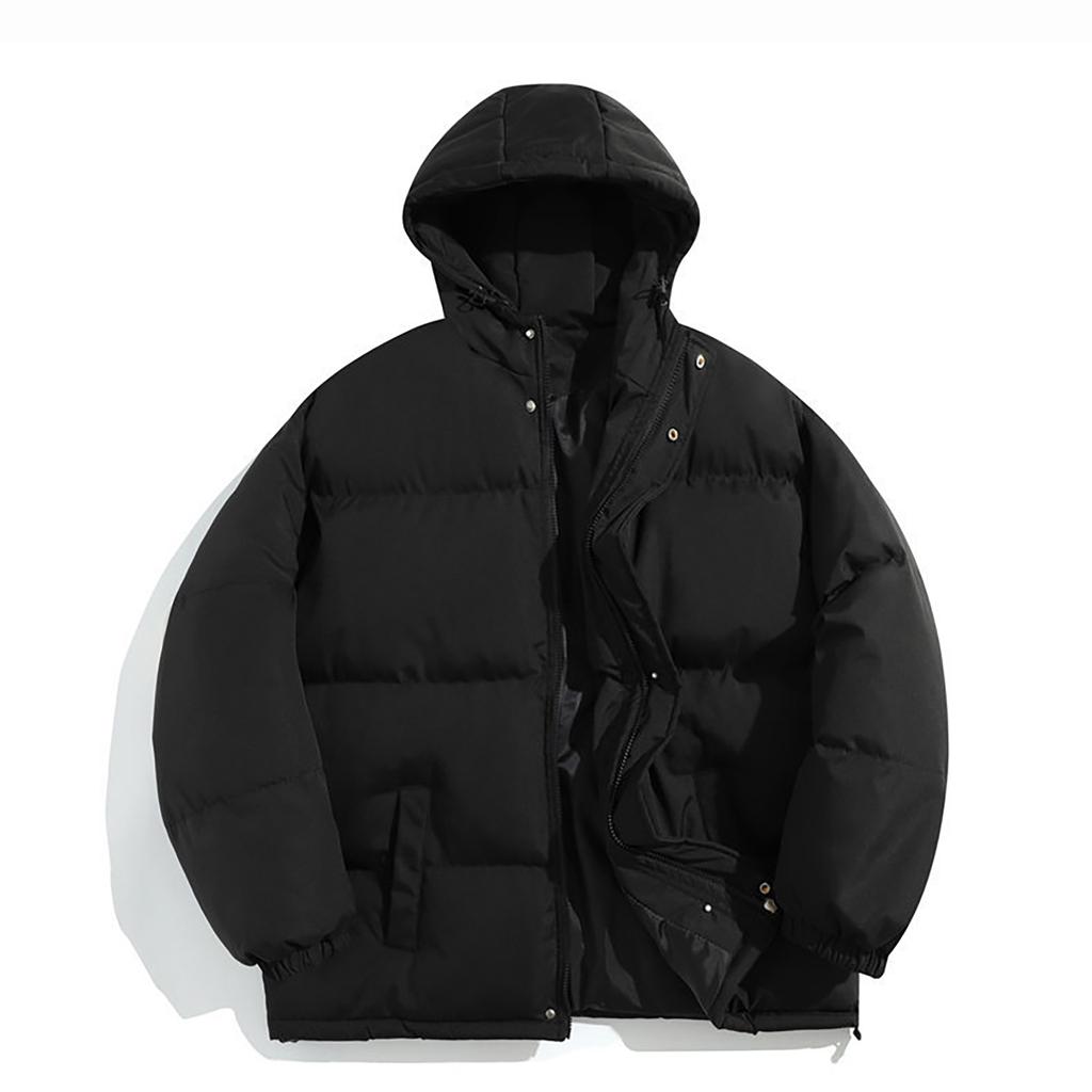 Men's Oversized Casual Down Jacket With Long Sleeves And Hood