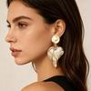 Vintage Heart Earrings: Stylish Light Luxury European & American Design with Off-white Brown Heart-shaped Studs