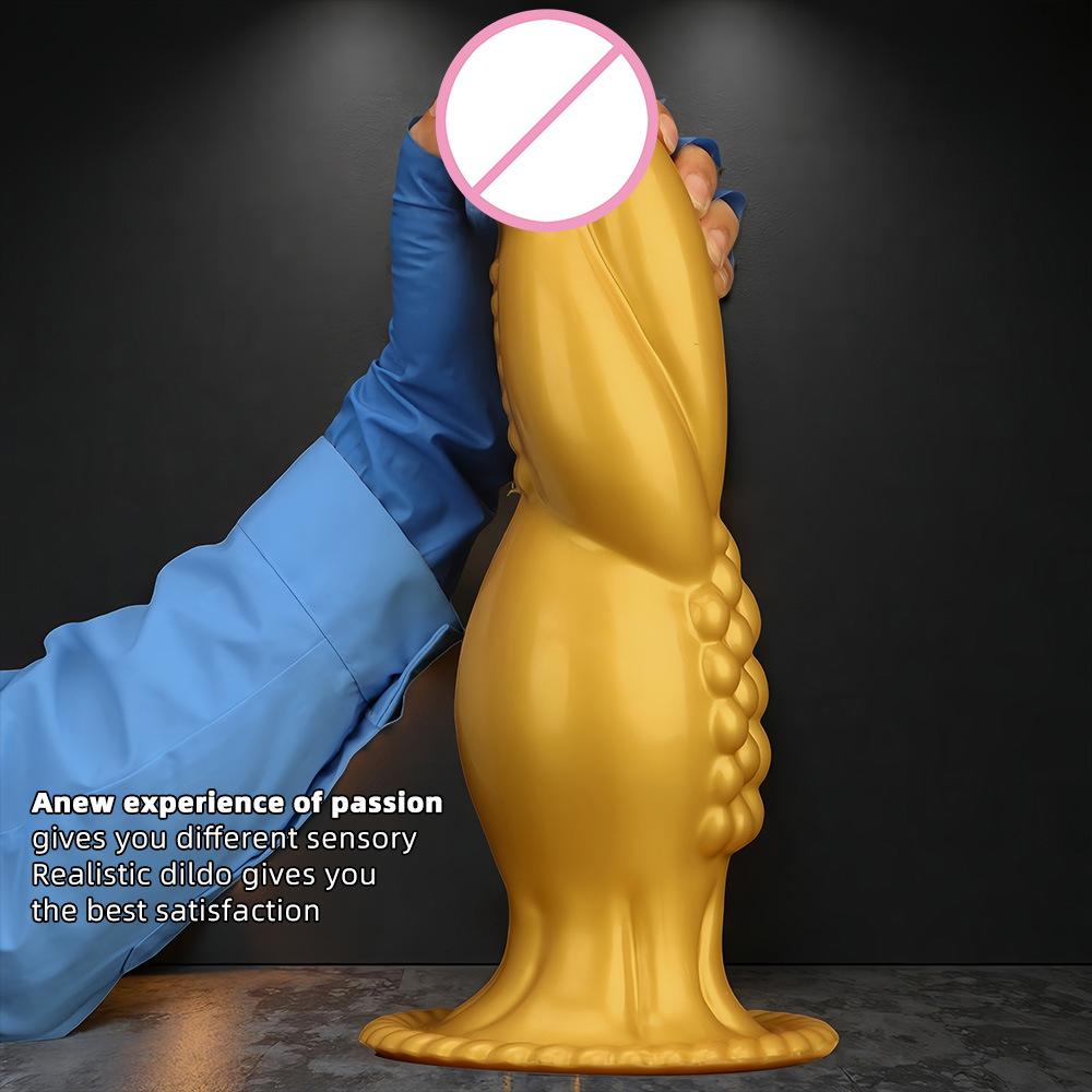 Golden Silicone 35 * 10cm Oversized Anal Plug Penis Shaped Anal Plug Alternative Harem Expansion Huge Chrysanthemum
