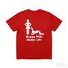 Happy Man Beautiful Life Model T-shirt Women's Casual Style Satirical and Humorous Design Everyday Wear