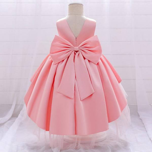 Infant Big Bow Trailing Baby Dress Costumes Kids Clothes Princess Party Wedding Dresses for Baby Girls 1st Year Birthday Dress