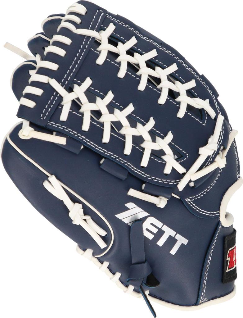 ZETT Catch Ball with Shock Absorbing School Age and BDG2012V Glove, Beginner's, Pads, 11.5-inch (Elementary Up), Left-Handed Throw, Blue,