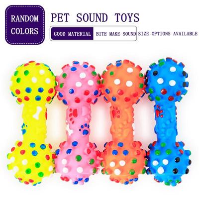 Haustier Kauspielzeug Haustier Tpr Set Interaktives Spielen Lustiges Molaren Hantel Polka Dot Quietschspielzeug Gummi Hantel Kauen Lustiges Spielzeug