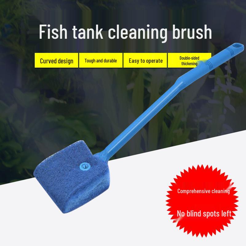 Long Handle Magnetic Double-Sided Fish Tank Cleaning Brush with Sponge Scraper for Aquatic Plant Tanks