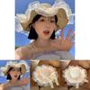 Trendy Women's Summer Straw Hat With Embroidered French Lace And Uv Protection