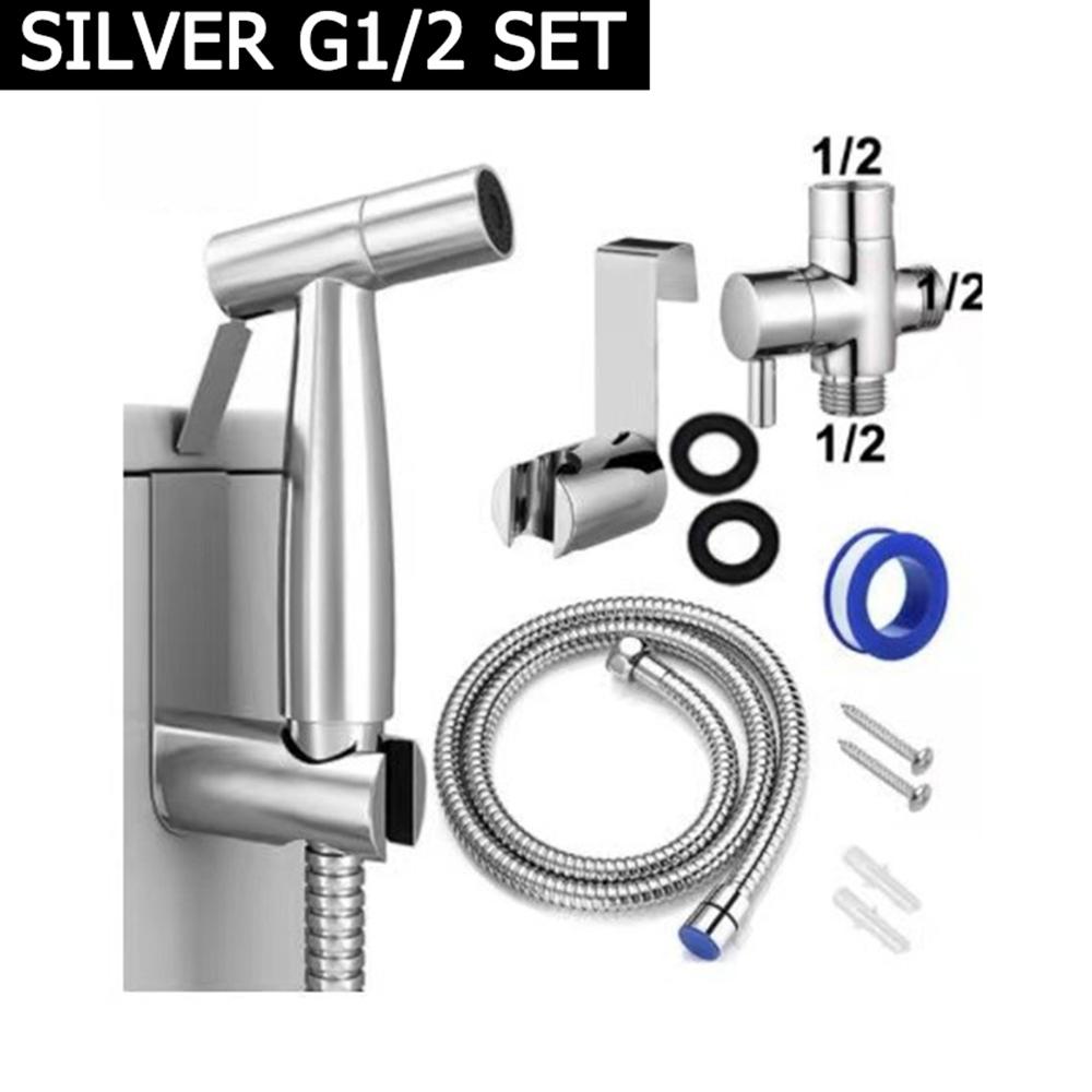 

Ручной распылитель для биде, набор из нержавеющей стали, настенный распылитель для унитаза, душевая лейка для ванной комнаты, самоочищающаяся G7 8 Silver