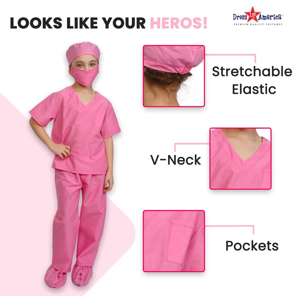 years Dress Up America 874P Doctor Pretend Play Outfit (Small 4-6 (71-76cm waist, 99-115cm height)) - Children/Toddler/Kids Scrub's (Small)
