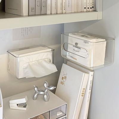 Cutie de șervețele acrilice montată pe perete Cutie de depozitare pentru prosoape de hârtie transparentă Cutie de hârtie pentru șervețele Dispenser de șervețele de uz casnic fără perforații