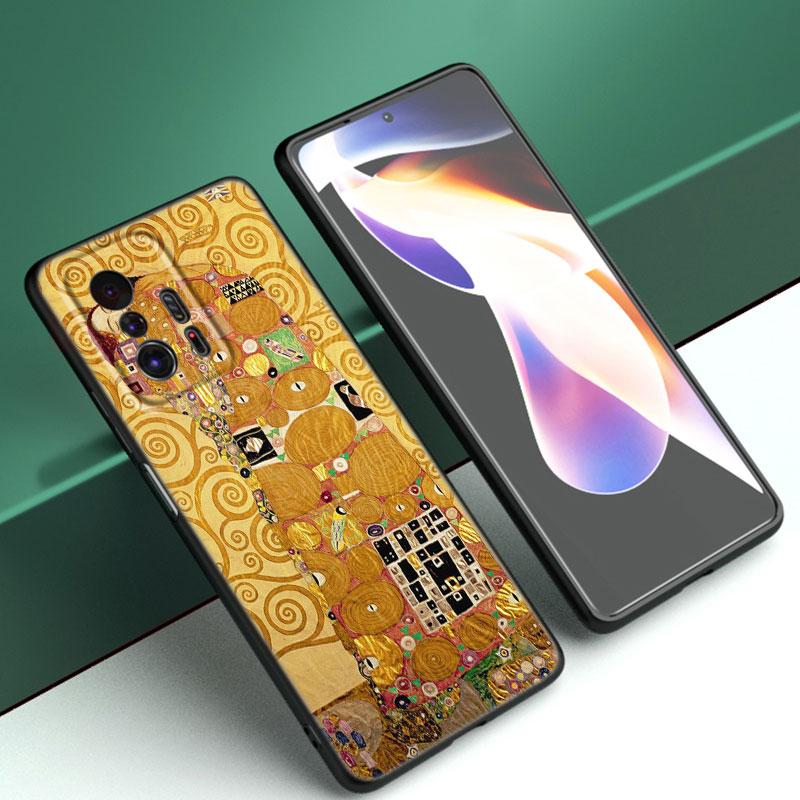 Custodia per telefono in silicone nero con arte Gustav Klimt Il Bacio per Xiaomi Mi 9 SE 8 10T 11 12 13 Lite 9T 11T 12S 12T 13T 14 Pro 5G NE 11i 12X