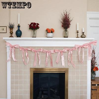 5pcs Bow Garlands Decor for Bachelorette Party Decorations Satin Ribbon Coquette Table Birthday Party Garland Bow Decor Banner Bow Garland Banner