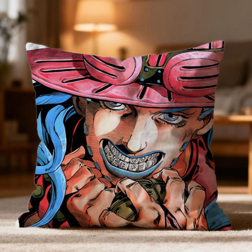 Hot J-JJoJo's Bizarre Adventure Cushion Cover Soft Washable Pillow Case Multi-Scene for Couch Bed Travel Office Use