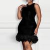 K2767 Slim Fit Casual Feather Hip-Hugging Vest Dress