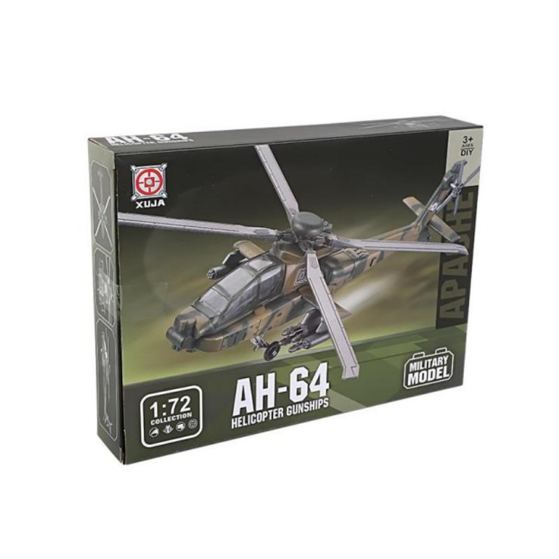 1:72 AH-64 Apache Útočný Vrtulník Model Kreativní Vojenská Série Stavební Bloky Dekorace Sestavené Hračky Pro Kluky Vánoční Dárky
