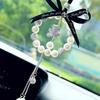 Diamond Pearl Car Pendant Cute Cartoon Heart Star Tassels Rearview Mirror Ornaments Rhinestone Woman Car Decro Accessories