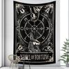Wheel of Fortune Tarot Tapestry Egyptian Anubis Wall Hanging Vintage Occult Art for Bedroom Studio Witchy Decor