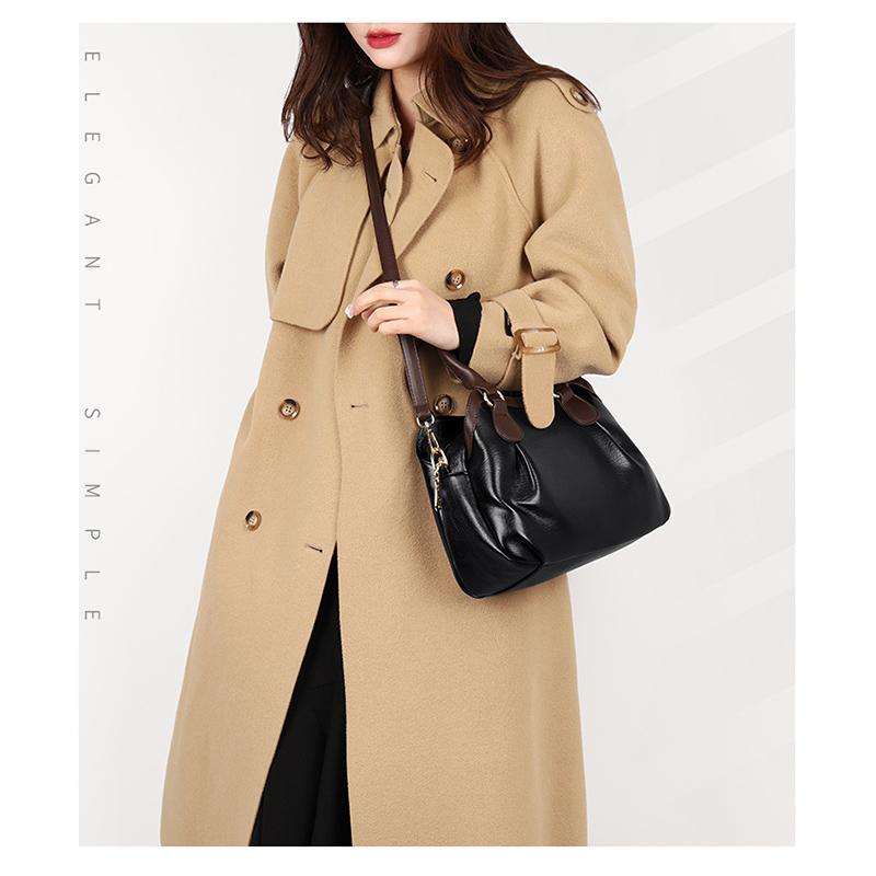 Retro Leather Female Multi-pockets Shoulder Crossbody Bags for Women Large Capacity Handbag Messenger Tote Bag