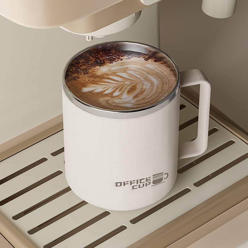 Double Wall Insulated Coffee Mug Scratch Resistant 304 Stainless Steel Coffee Cup with Handle for Office Workplace