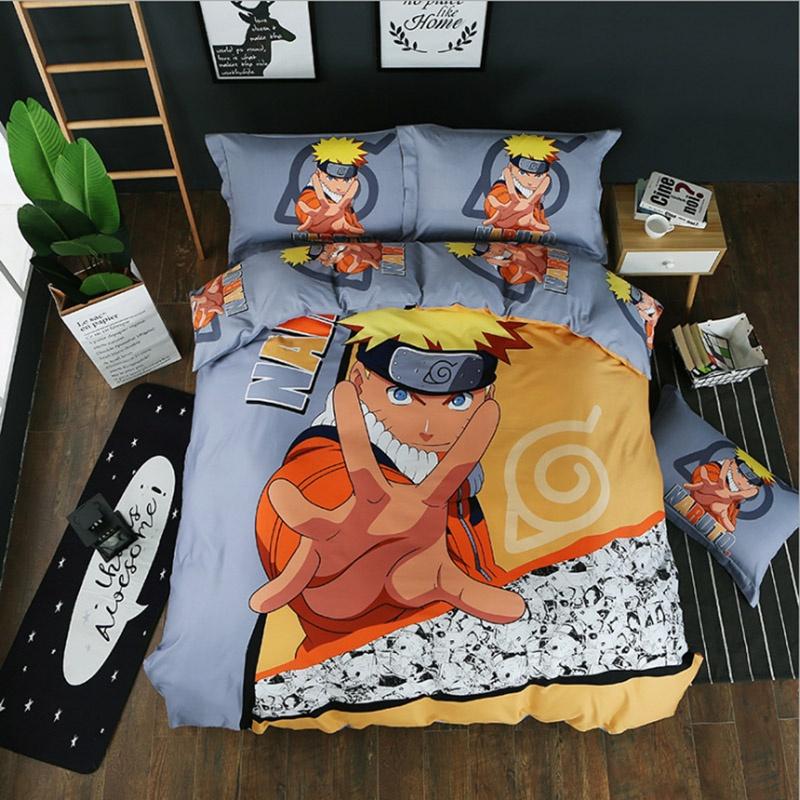 Naruto Anime Bettwäsche-Set, Bettbezug und Kissenbezüge, lebendiger Retro-Stil für Schlafzimmer