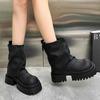 Punk Damen Schuhe Chelsea Plateau Flats Stiefeletten Retro Mode Damen Motorradstiefel Winter New Chunky Gothic Botas Mujer