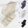 Pantaloni Estivi in Seta Ghiacciata Unisex Sottili Larghi Gamba Dritta Tuta Sportiva Asciugatura Rapida Monocolore Vita Elastica con Coulisse