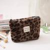 Leopard Print Plush Cosmetic Wash Bag and Warm Scarf Set