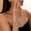 2Pcs Punk Snake Shaped Bracelets Ring Jewelry Set Spiral Snake Opening Bracelets Finger Rings Female Male Hand Jewelry