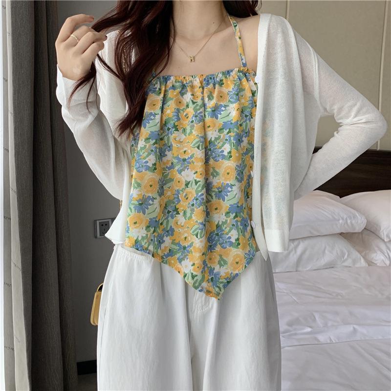 Women's Loose Floral Halter Neck Camisole - Summer 2025 Trend