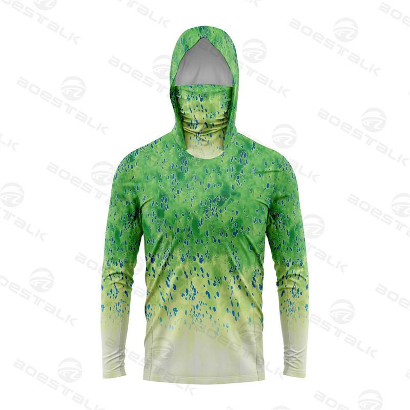 Mens Quick-Dry UV Protection Fishing Hoodie With Face Cover Lightweight Long Sleeve Outdoor Angling Summer Fall
