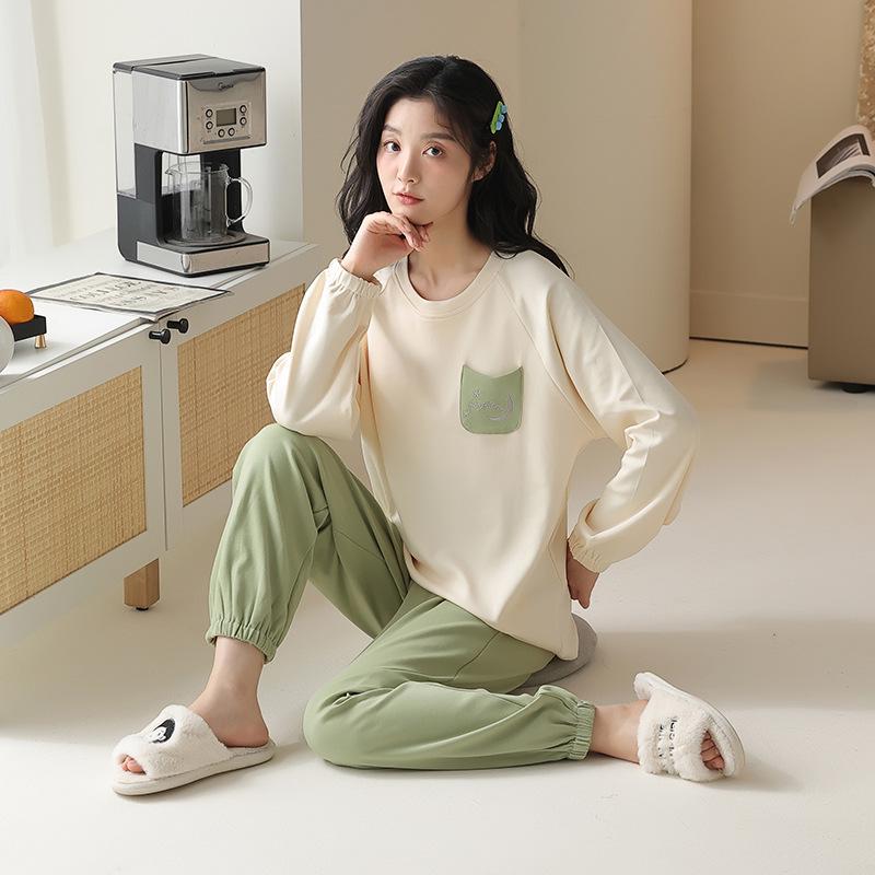 

Женский односторонний хлопковый пижамный комплект: Спортивный, Однотонный, Повседневный. XXL (170-176cm, 67.5-77.5kg)