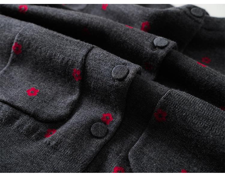 Xiao He Women's Fine-Spun Wool Cardigan with Small Floral Pattern for Spring/Autumn 2026
