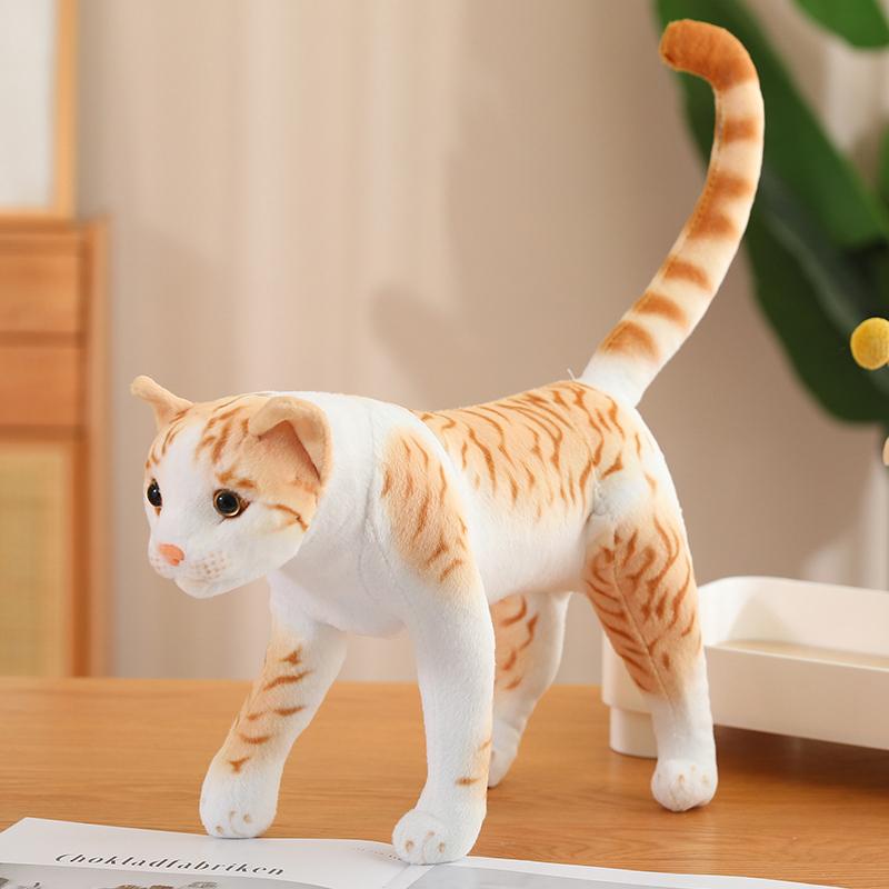 1Pc 35CM Simulation Pet Cat Plush Toys Internal Bracket Animal Dolls Stuffed Soft Orange Cat Grey Cat Rural Cat Toy