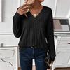 Women's Fashion Long Sleeve Ribbed Elegant Commuting And Casual Top