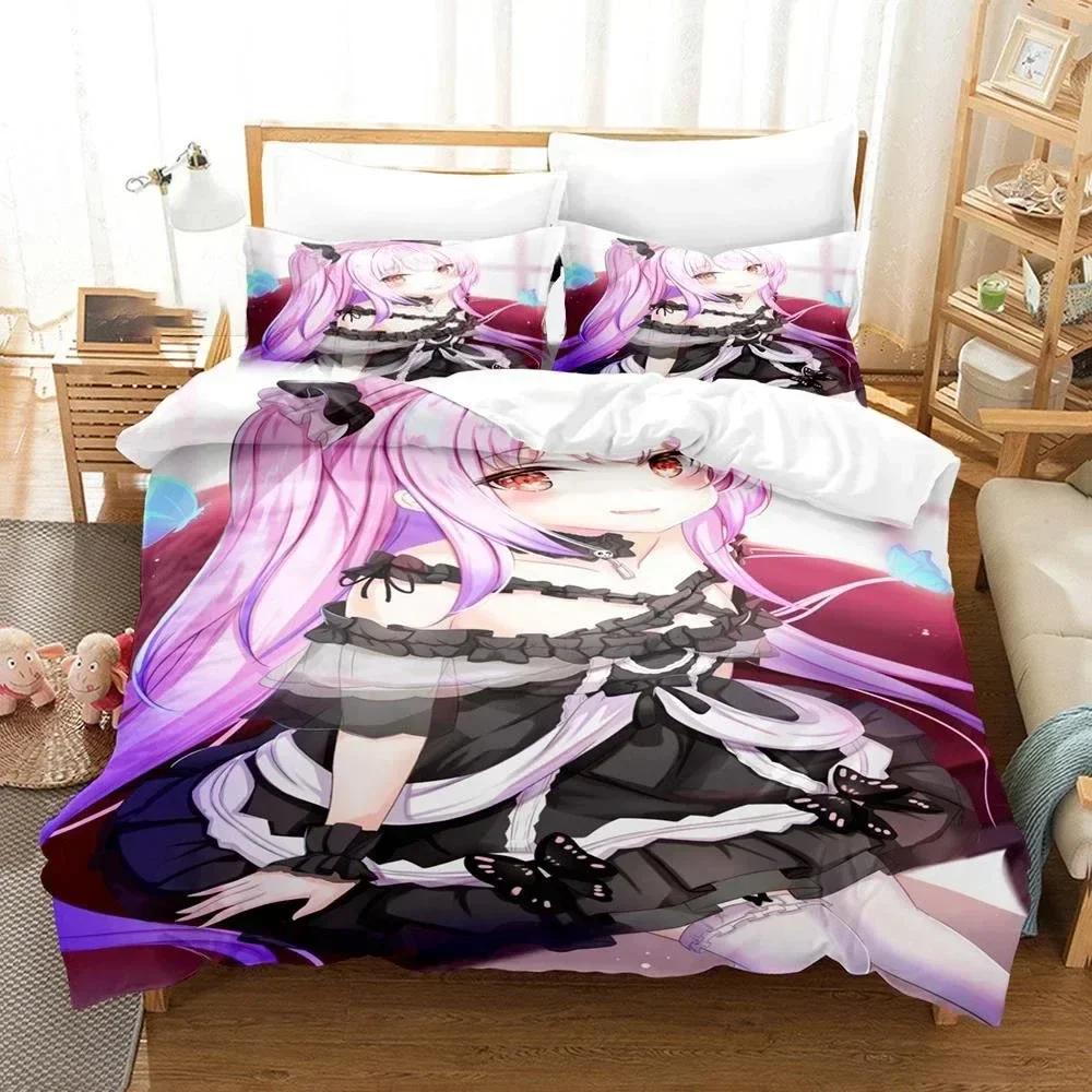 3D Uruha Rushia Anime Hololive Butterfly Girl Printed Bed Set Duvet Cover Pillowcase Bedding Set Linen Sheet Quilt Cover Size