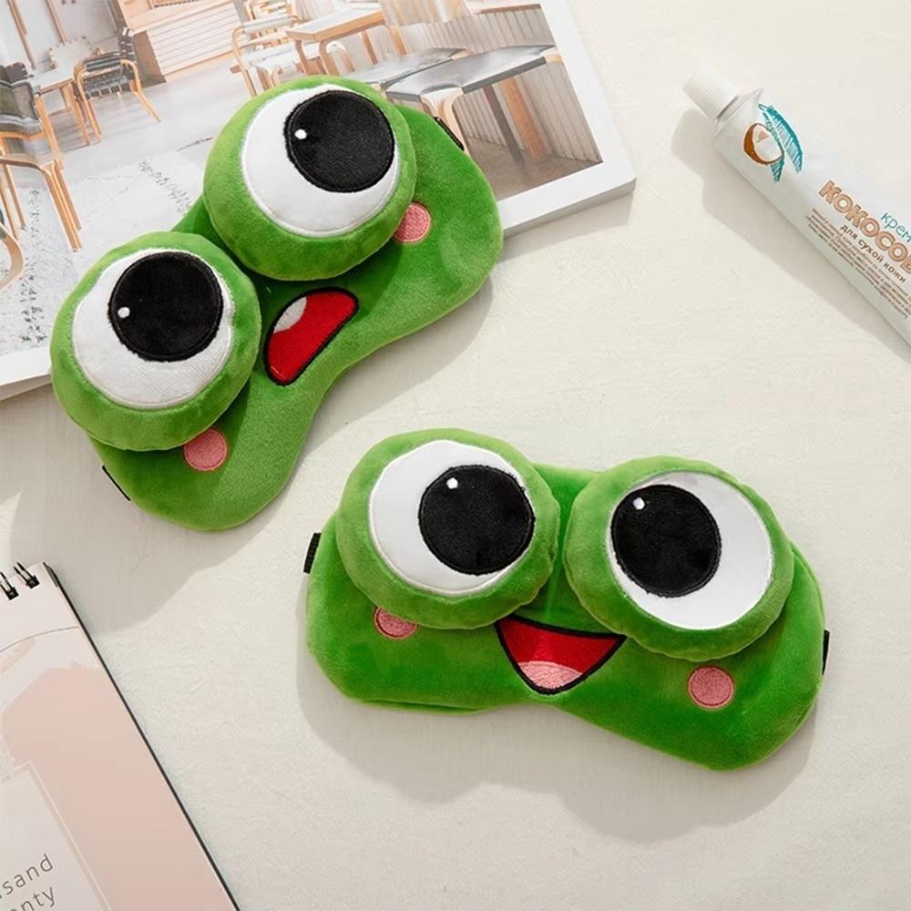 Lovely Cartoon Frog Sleep Eye Mask Skin-friendly Breathable Shading 3D Eye Mask Green Big Eyes Sleep Mask Travel Nap