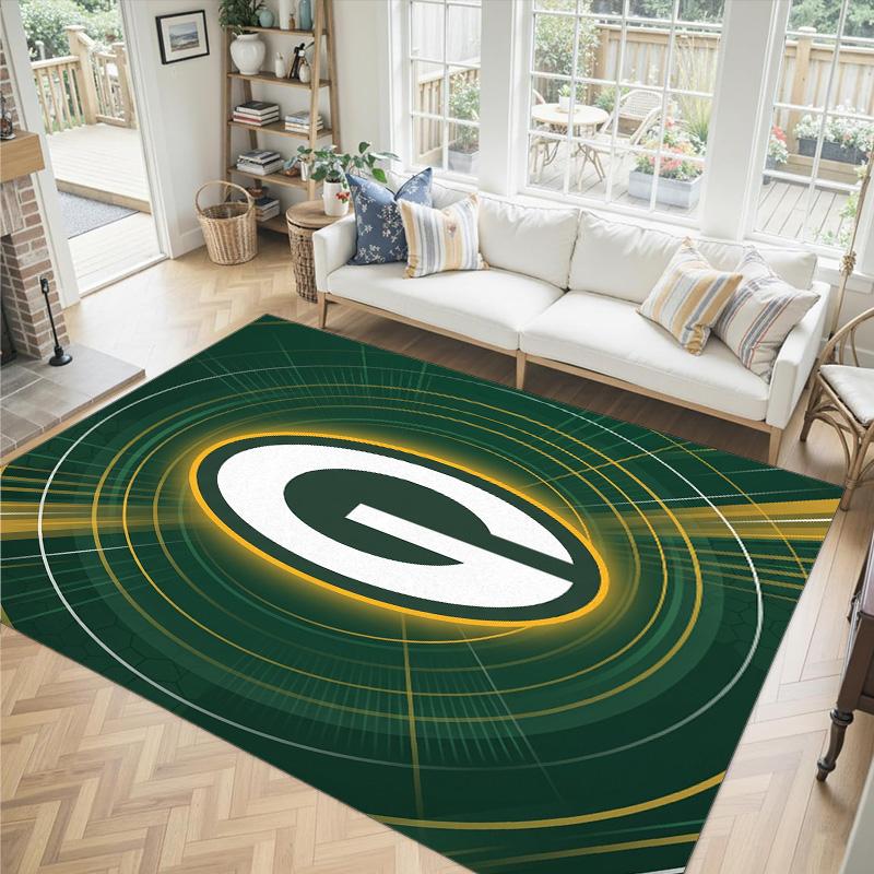 Green Bay Packers Design Crystal Velvet Carpet Cozy Non?Slip Printed Rug For Bedroom Living Room Entrance