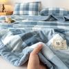 Plaid Print Washable Cotton Summer Cooling Quilt Lightweight Breathable Machine Washable for Student Dorms Single Double Beds Air Conditioner Rooms