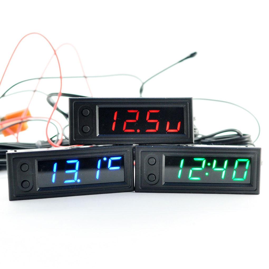 Car 3-in-1 Digital Clock High Accuracy Thermometer Voltmeter Temperature Meter Voltage Gauge Automobile Repair Modified