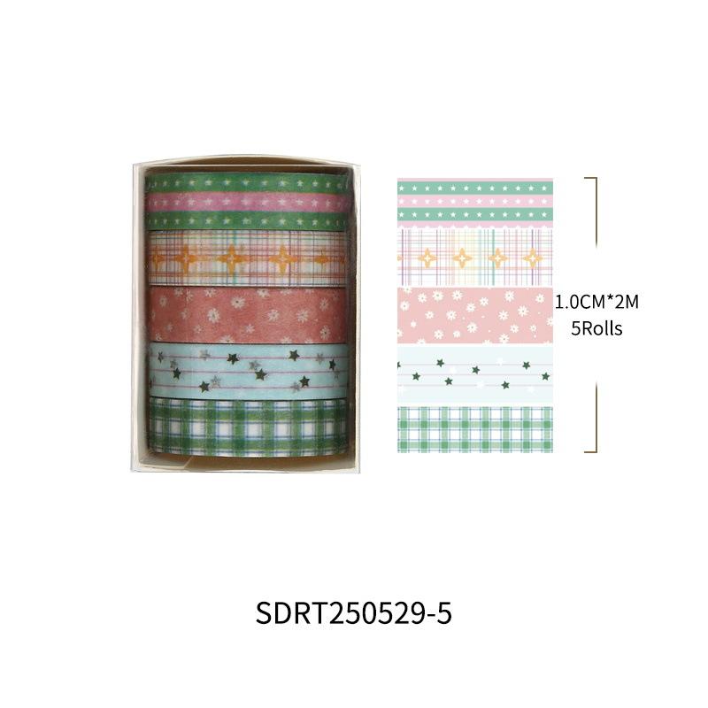 Qianmo Washi Tape Pack 5 Rolls Aesthetic Decorative Adhesive Tape for Journal Stickers DIY Supplies Bulk