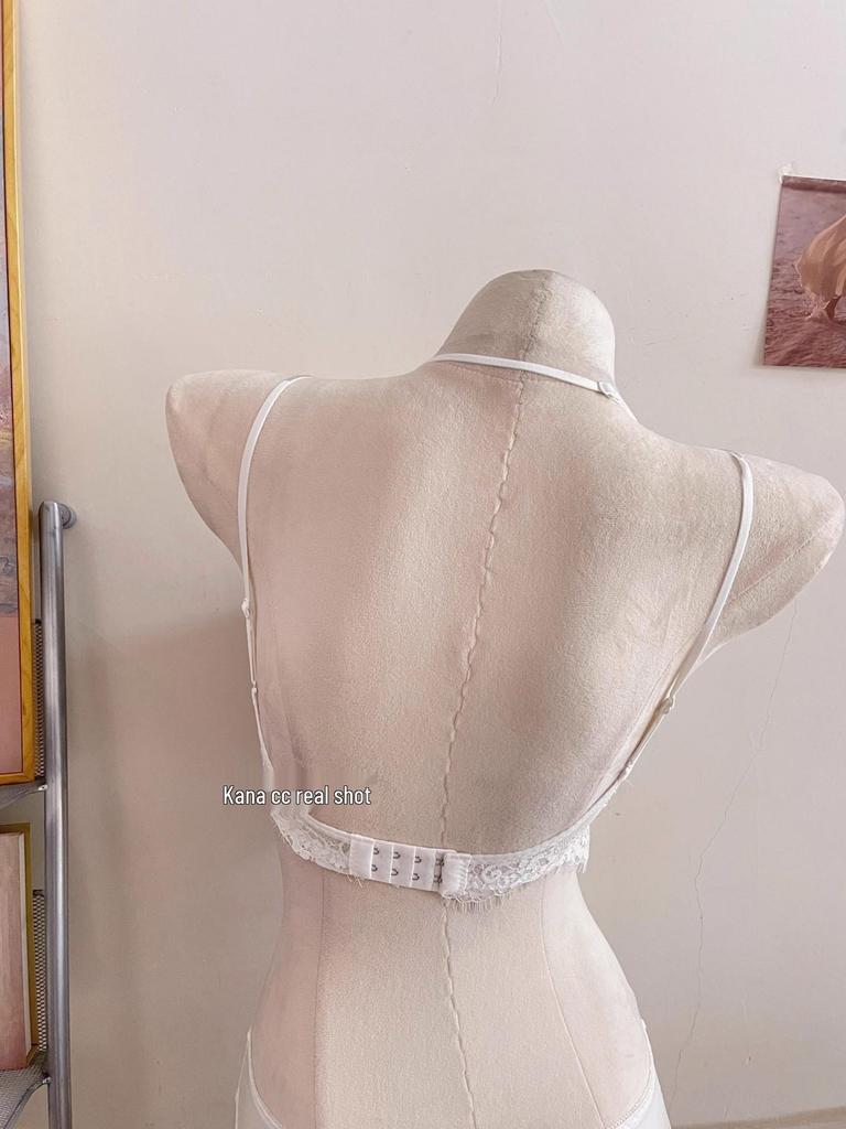 French Pure Desire Lingerie Set: Halter Lace Bra & Beautiful Back Anti-Sagging Bra