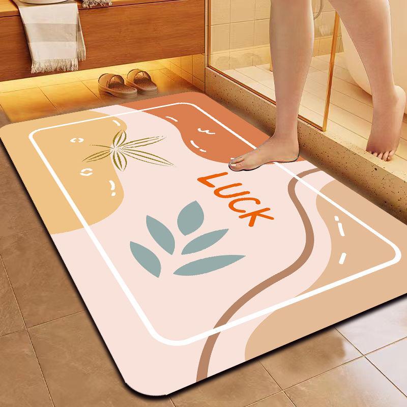 Diatom mud quick drying soft floor mat, bathroom entrance water absorbing and anti slip foot mat