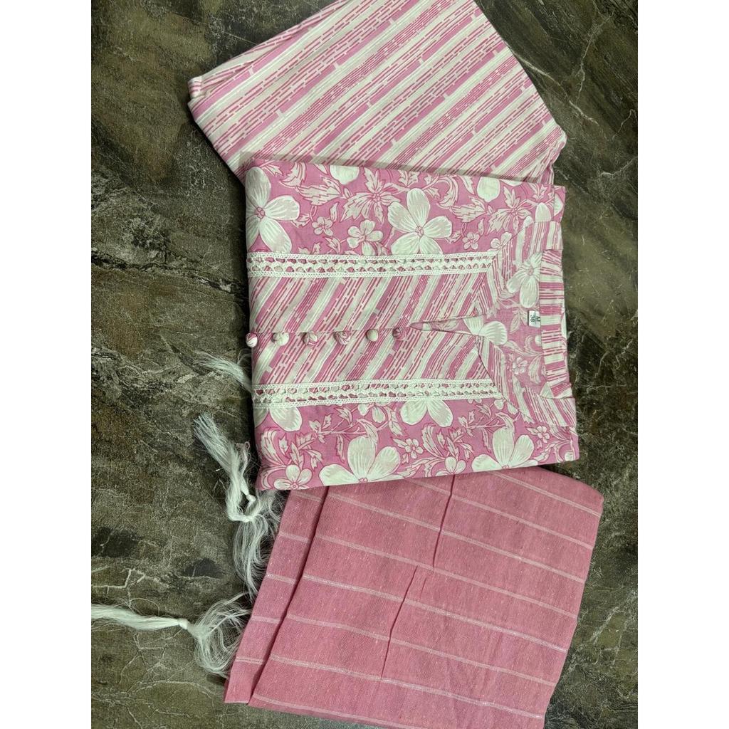 Indian Designer Kurta Pant Dupatta Set Women Bollywood Top Tunic Cotton Kurti VSO-1736 c