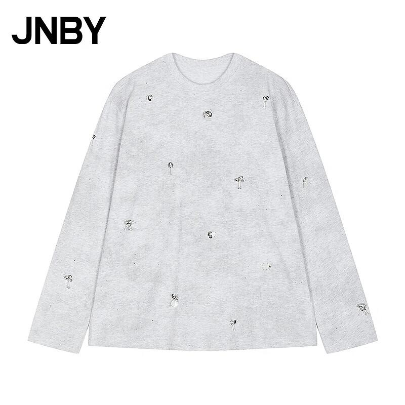 JNBY Women s 2025 Autumn Hand-Beaded Loose Round Neck T-Shirt L