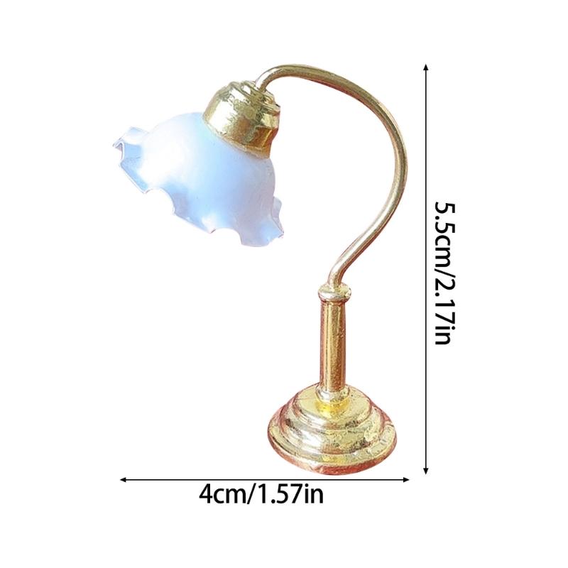Bedroom White Table Lamp Miniature Furniture Model Doll Houses Accessory Realistic Lighting Toy Playset 1:12
